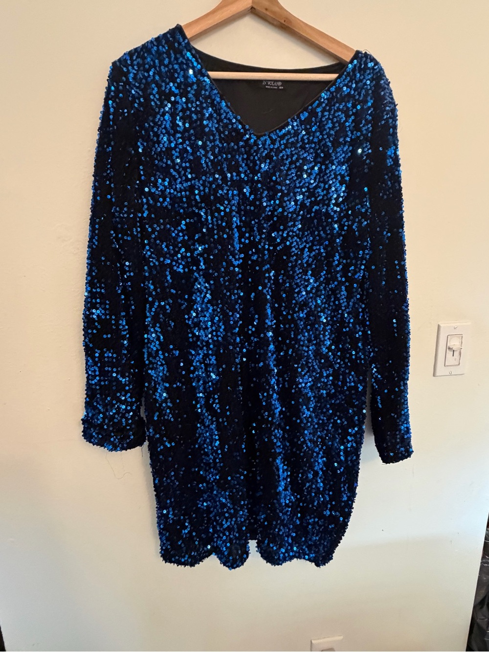 Vibrant Blue Sequin V-Neck Dress